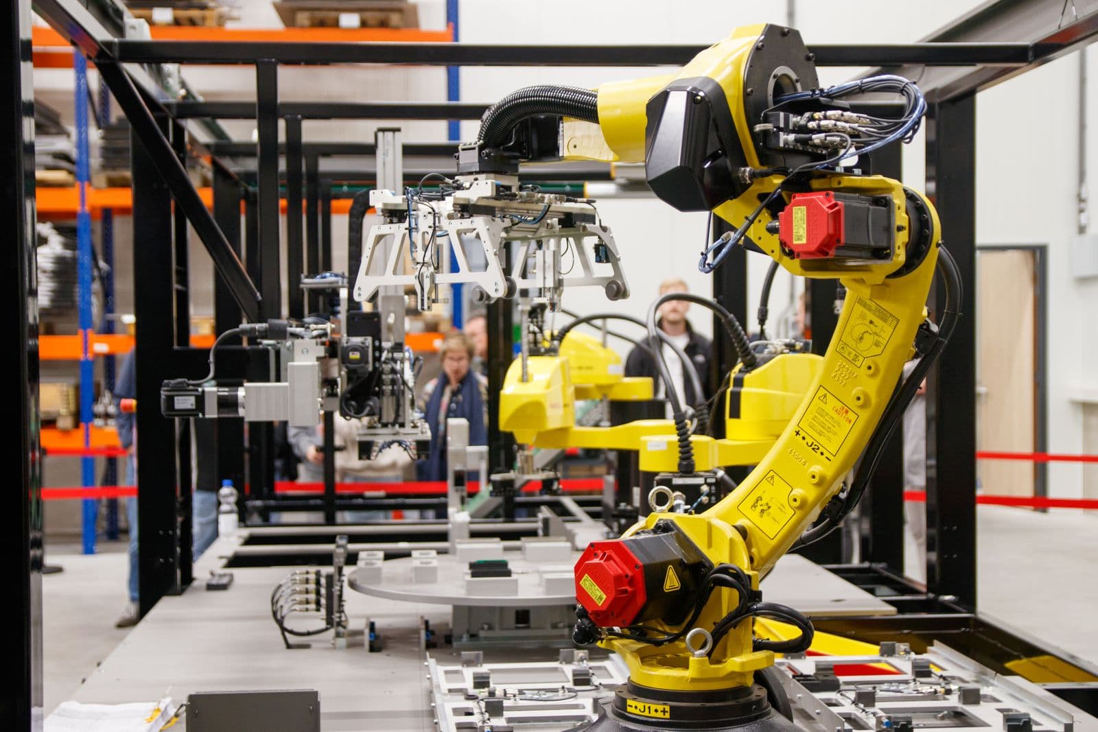 Industrial robotic arm on a production line