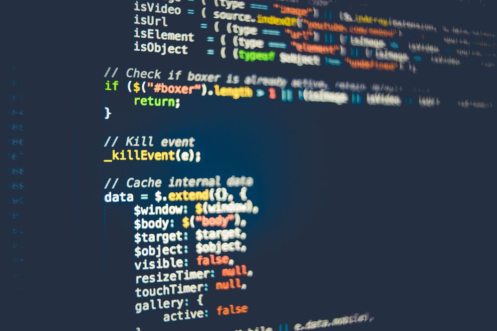 Program code on a computer screen